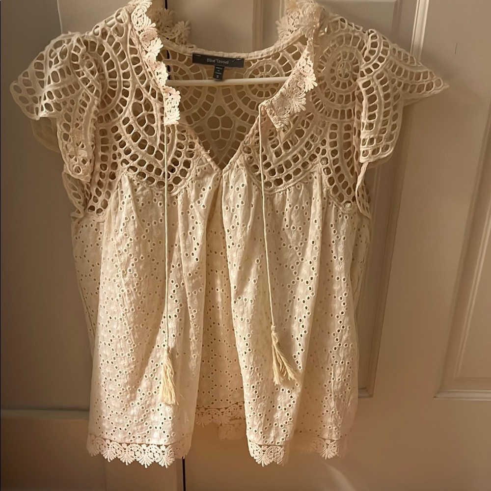 Anthropologie Cream Lace Blouse
